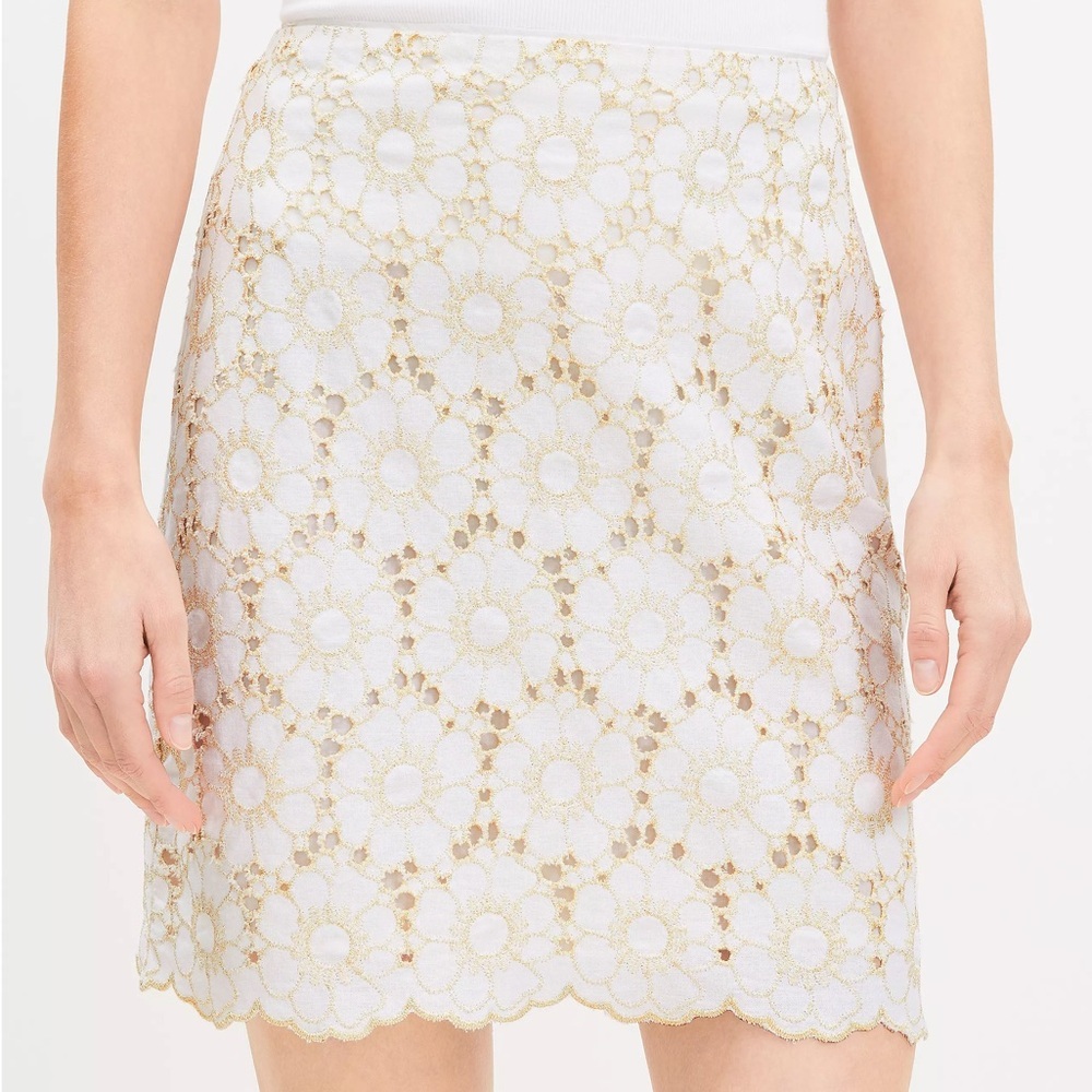 LOFT Shimmer Floral Eyelet Mini Skirt - Picture 2 of 9